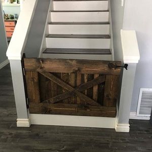 Custom Gate Made To Fit Your Exact Opening. Stained And Sealed with hardware inc